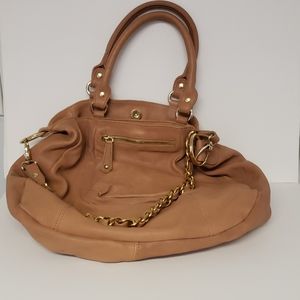 Nude leather totes bag with chain strap